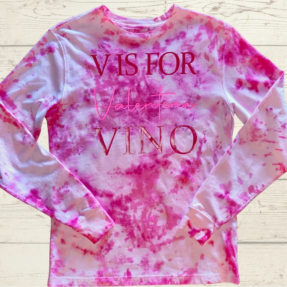 Funny Valentines Tie-Dye Graphic Long Sleeve Top | S